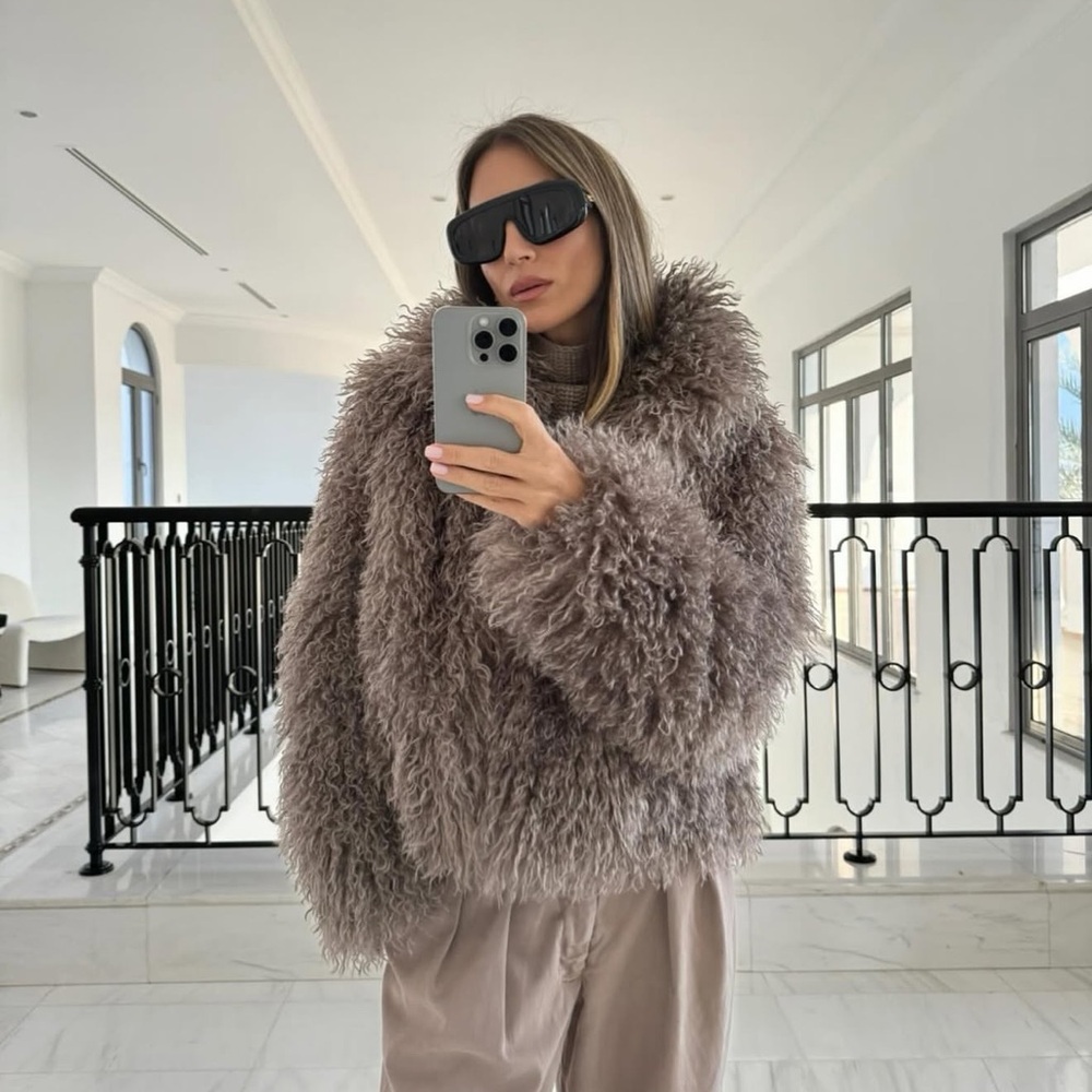 SABLYN Shae relaxed faux fur coat in eco gravel